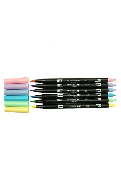 Tombow Dual Brush Pen 6 Color Set Pastel