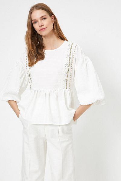 Koton Women's Ecru Blouse 0YAK68907PW