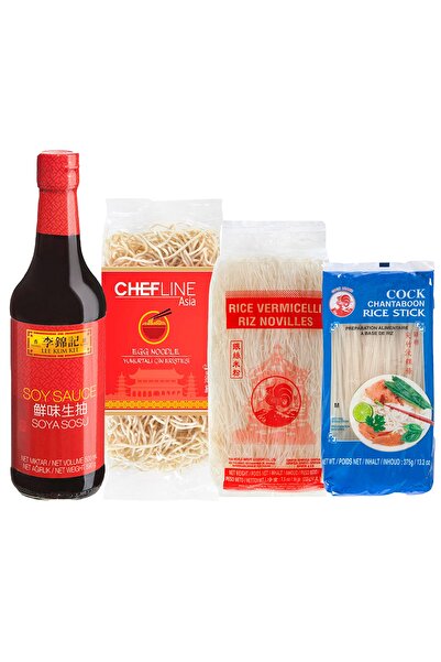 Koza Gıda Noodle Paketi (chefline Asia Yumurtalı Çin Eriştesi, Cock Pirinç Çubuğu, Pirinç Eriştesi, Soya Sosu)