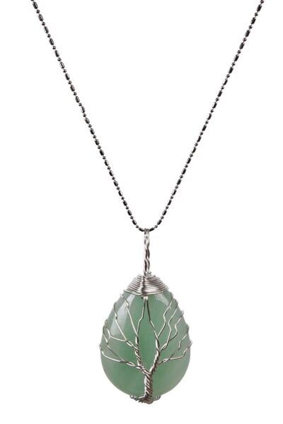 Saff Doğal Taş Certified Aventurine Natural Stone Necklace209014