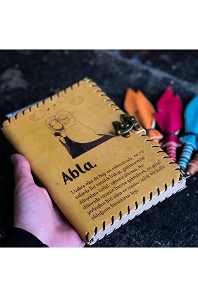 HediyeSec Turuncu Ablaya Hediye Deri Defter