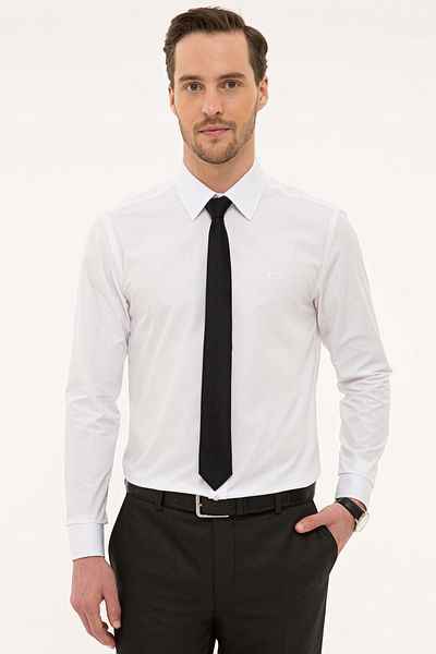 Pierre Cardin Λευκό Slim Fit Basic πουκάμισο