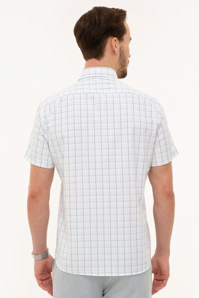 Pierre Cardin Μπλε κοντομάνικο πουκάμισο με κανονική εφαρμογή