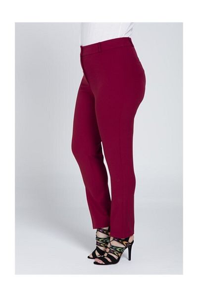RMG Claret Red Large Size Women's FaBric Trousers
