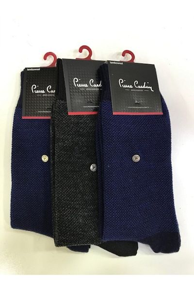 Pierre Cardin Мъжки тъмносини вълнени чорапи, чифт от 3 броя