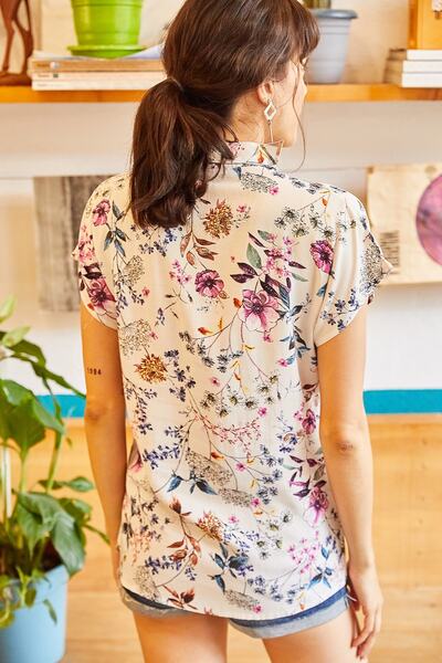 Olalook Női púderes kevert virágos denevér viszkóz ing GML-19000653