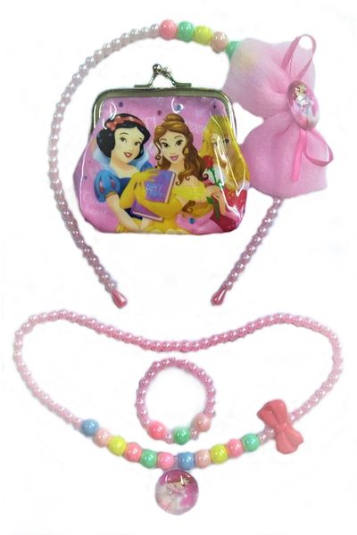 RoseRoi Princess Model Children's Pearl Crown+necklace+bracelet+wallet Set