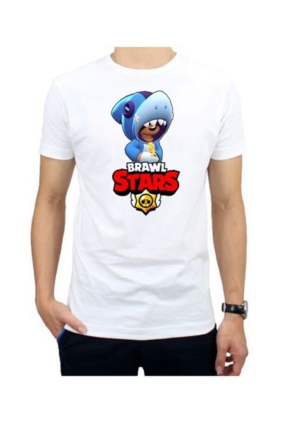 FZ Boy's White Brawl Stars Shark T-Shirt