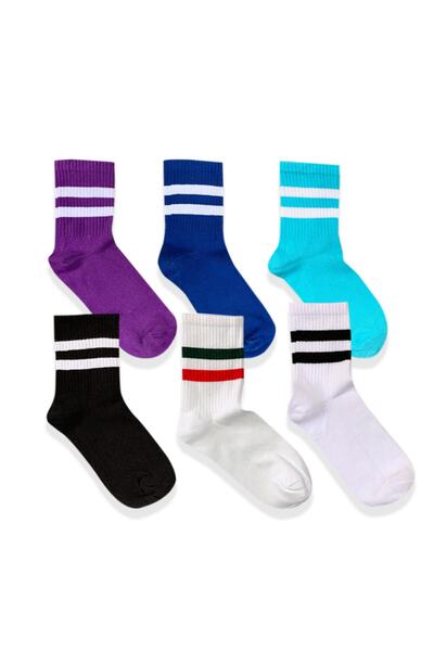 Socks Stations 6-пари кольорових тенісних шкарпеток з подвійною лінією