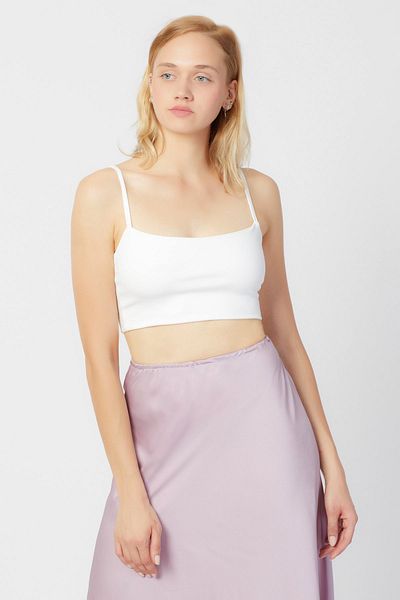 LAMODEMAPASS White Strappy Crop Top