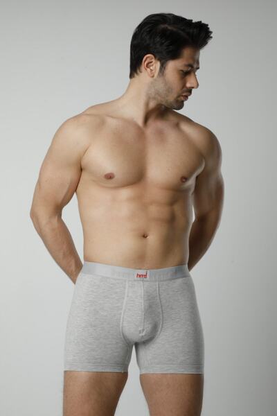 Hmd Men's Gray Cotton Lycra Boxers