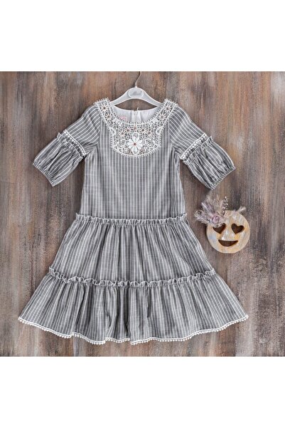 Misse Moda Дівчача сукня в смужку, хакі