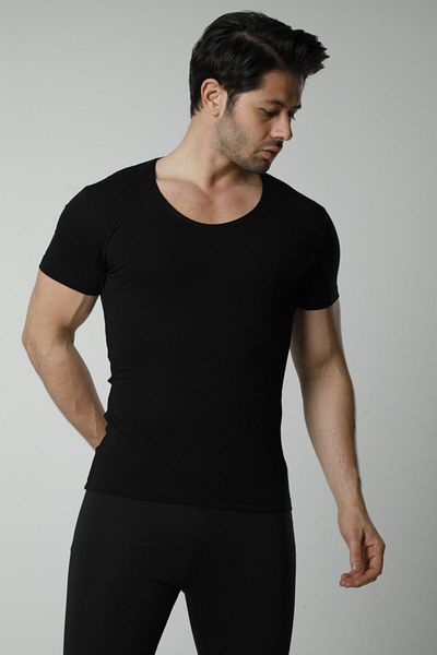 Hmd 3-Piece Men's Cotton Black Collar Open Bicycle Collar & Wide Collar & Lycra Comfortable Texture
