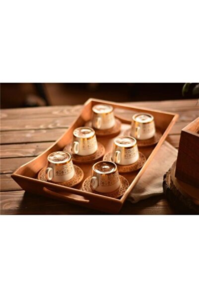 Bambum B0175 عثماني - طقم فناجين قهوة 6 أشخاص مع قاعدة منقوشة