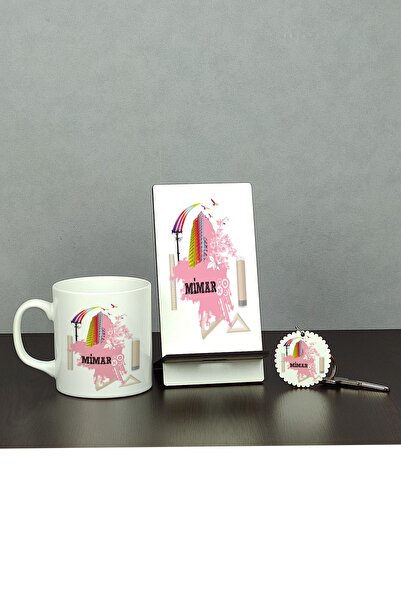 Hediyelen Mimar Üçlü Set (kupa + Telefon Standı + Anahtarlık)