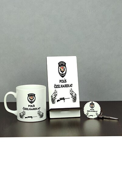 Hediyelen Polis Özel Harekat Üçlü Set (kupa + Telefon Standı + Anahtarlık)