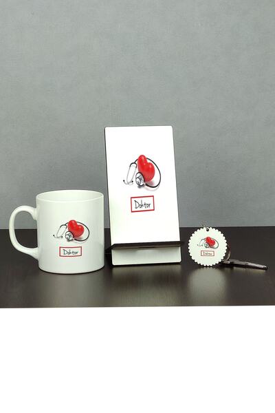 Hediyelen Doktor Üçlü Set (kupa + Telefon Standı + Anahtarlık)