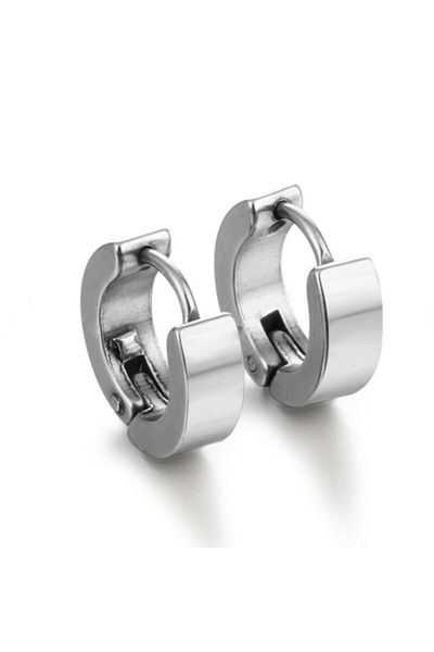 Steam Classic Steel Hoop Earrings Silver Color
