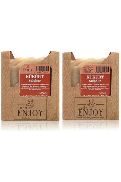 Enjoy Natural Sulfur Handmade Face Hair and Body Soap 100 gr 2 Pieces