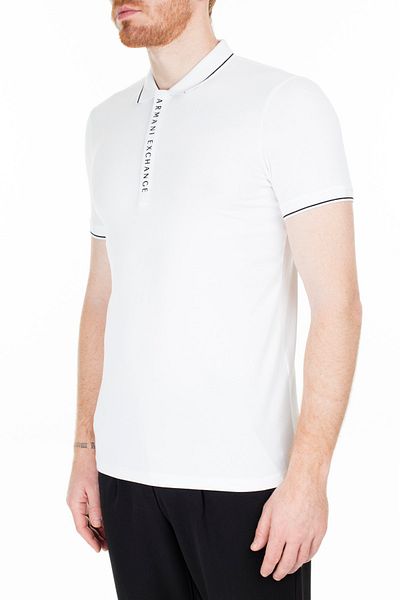 Armani Exchange Λευκό ανδρικό μπλουζάκι Polo Neck Slim Fit - 8nzf71 Zjh2z 1100