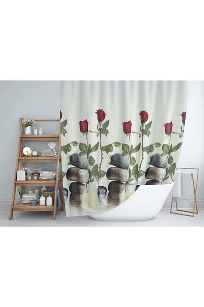 Zethome 2x120x200 Διπλό Πτερύγιο Δαχτυλίδι Δώρο Κουρτίνα Μπάνιου - Καμπίνα ντους 12005