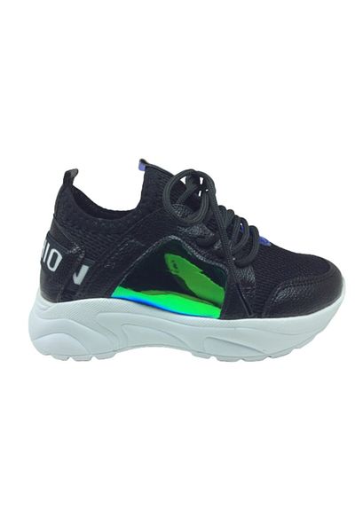 grafen Black and Blue Knitwear Sneakers with Hologram for Girls - Lace-Up