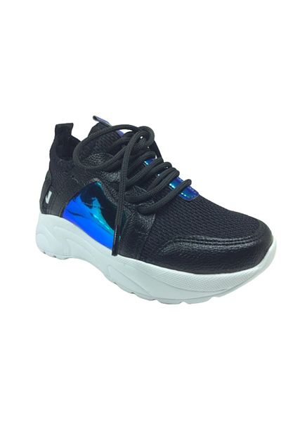 grafen Black and Blue Knitwear Sneakers with Hologram for Girls - Lace-Up