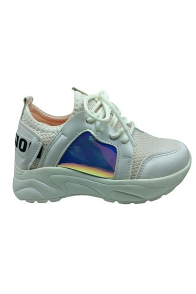 grafen White Pinkish Hologram - Girl's Daily Knitwear Sports Shoes
