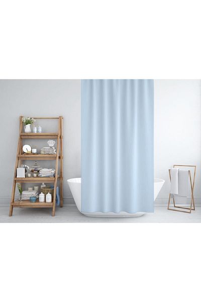 Zethome 0010 Perdeau de baie albastră - 2x120x200, canapea dublă, cabină de duș cu inel cadou