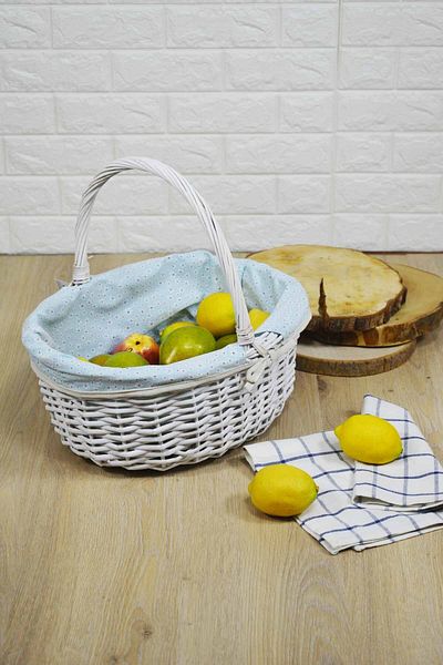 SepetçiBaba White Large Wicker Handle Picnic Basket