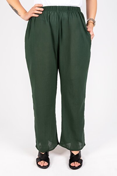 Kardelen Butik Ümraniye Women's Khaki Green Şile Cloth Trousers
