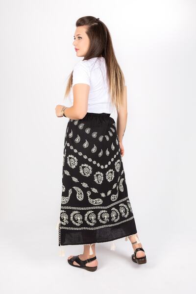 Kardelen Butik Ümraniye Women's Black Şile Cloth Skirt