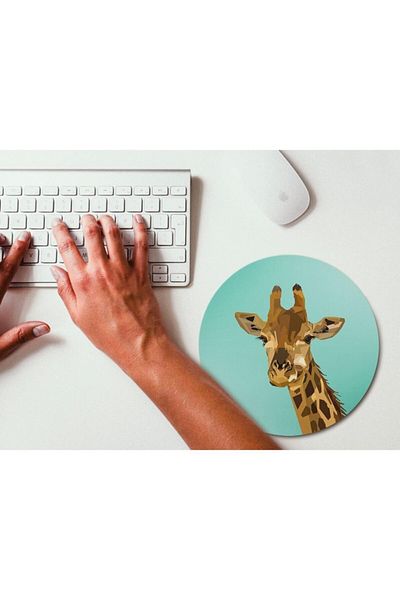 WuW Mouse Pad rotund cu cap de girafă