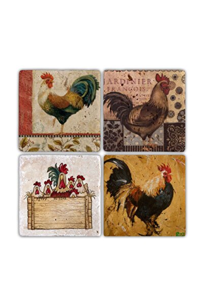 Oscar Stone Decor Doğaltaş Bardak Altlığı- 4 Lü Set(10 cm x 10 cm)