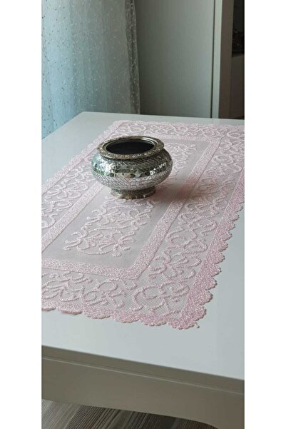 WENESSİ غطاء عداء قصير من التول المحبوك بنمط عثماني 40 × 90 (وردي)