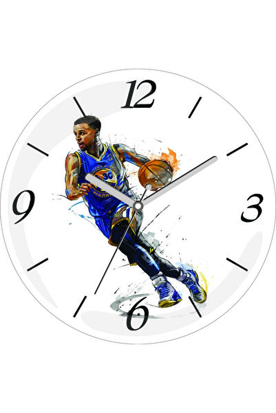 3M Ceas de perete din sticlă autentică, silențios, cu bombă, de baschet