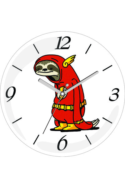 Şart Hediye Ceas de perete din sticlă cu figurină de erou leneș, liniștit, în...