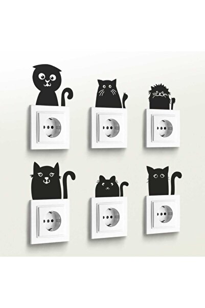 KanvasSepeti 6-полюсен стикер за контакти с котки