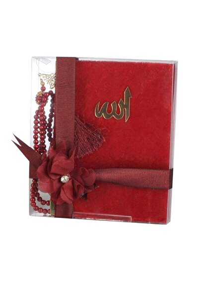 Sera Hediyelik Mevlid Seti Kadife Yasin Kitabı Ve Inci Tesbih Bordo