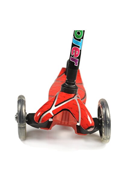 Sole Grafiti Desen, 4 Teker Led Işıklı Çocuk Scooterı  Kırmızı