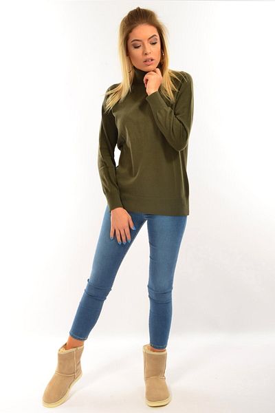 ModaPlaza Women's Full Fisherman Classic Cut Khaki Knitwear 4125