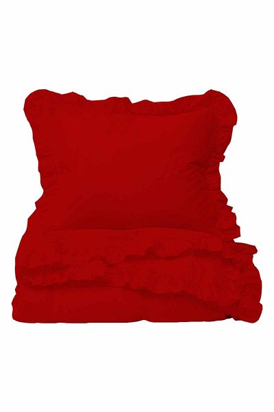 Helen George Vintage Frilly Single Duvet Cover Set - Red