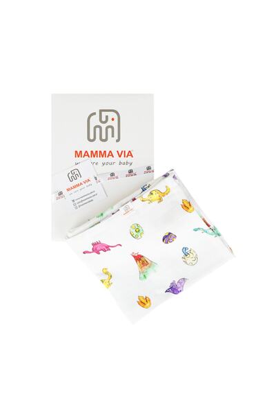 MAMMA VIA BABY ماما فيا دينوس وورلد 100 سم × 100 سم غطاء موسلين بطبقة واحدة