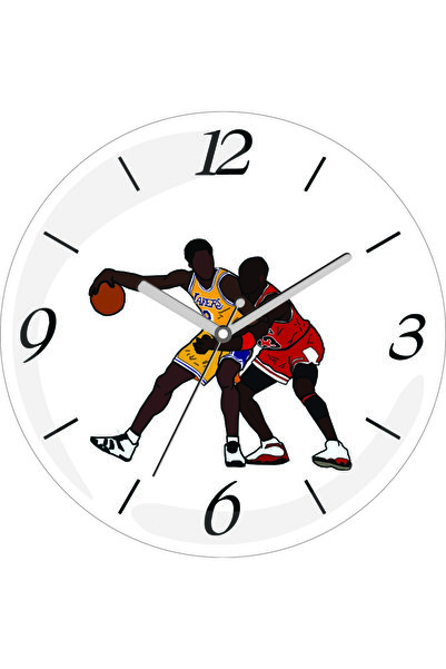 3M Ceas de perete din sticlă adevărată Kobe Bryant vs Jordan Silent Acoustic ...