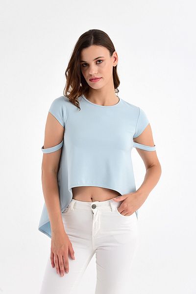 Laranor Bluză de damă Ice Blue cu croială asimetrică 20L6811