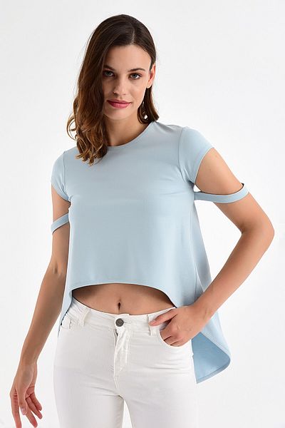 Laranor Bluză de damă Ice Blue cu croială asimetrică 20L6811