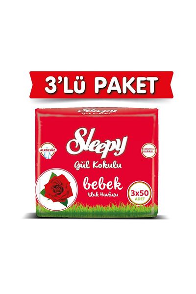 Sleepy 3 Pack Rose Scented Wet Towels 3X50 450 Sheets