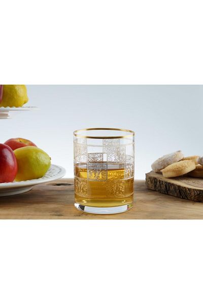 Nişantaşı 4749 Full Matte Gold & Platinum Whiskey Glass