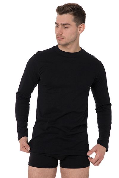DOREA Men's Long Sleeve Black Single Jersey O Collar