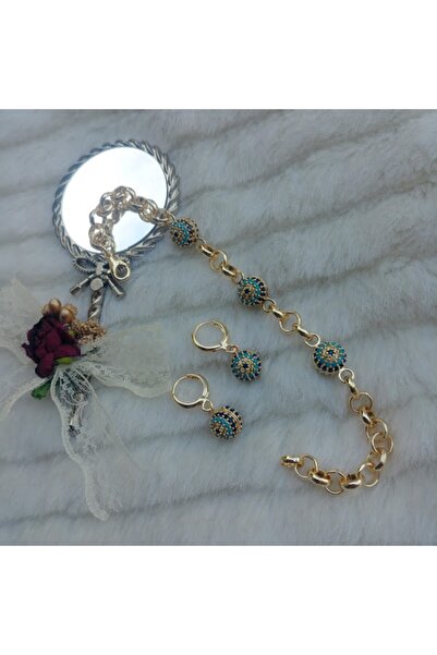 TAKI TASARIM Zirkon Göz Künye Küpe Takım